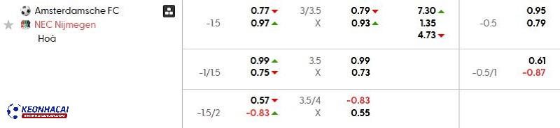 Tỷ lệ soi kèo Amsterdamsche FC vs Nijmegen Tỷ lệ soi kèo Amsterdamsche FC vs Nijmegen